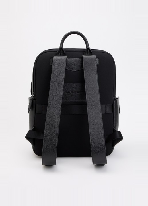 Armani Rugzak van leer met 13 inch laptopvak - achterkant 2 zwart