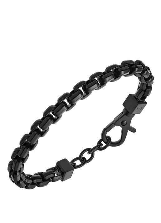Armani Schakelarmband met logo AXG0047001 - voorkant 2 zwart