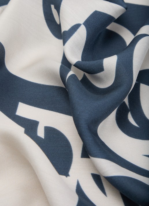 Armani Sjaal in zijdeblend met print 180 x 70 cm - detail 2 staalblauw