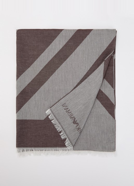 Armani Sjaal met print en logo 135 x 75 cm