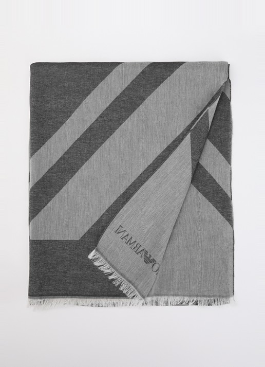 Armani Sjaal met print en logo 135 x 75 cm
