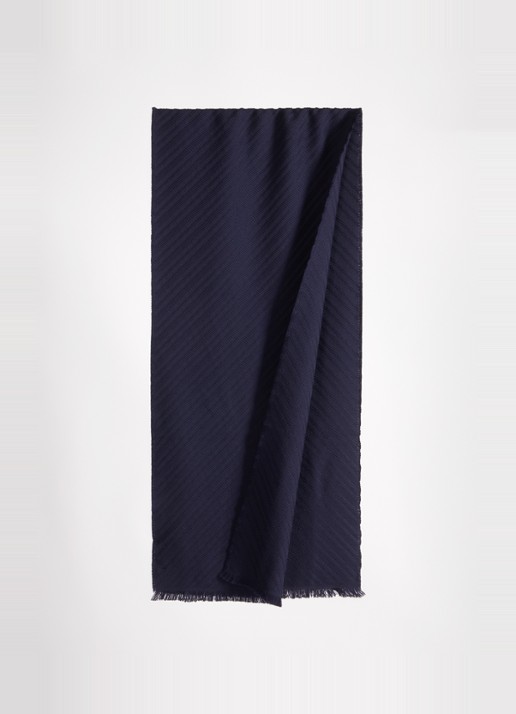 Armani Sjaal van scheerwol 180 x 39 cm - detail 2 donkerblauw