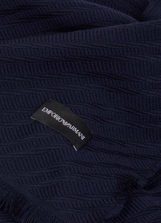 Armani Sjaal van scheerwol 180 x 39 cm - detail 3 donkerblauw