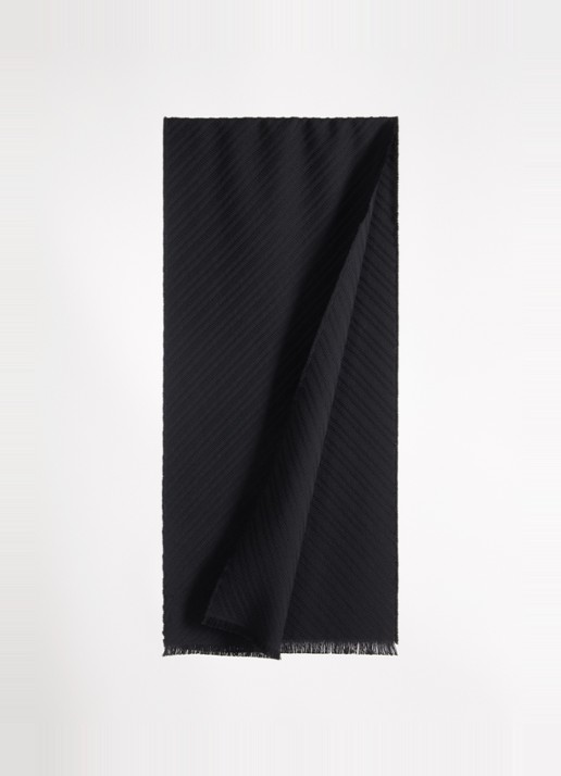 Armani Sjaal van scheerwol 180 x 39 cm - detail 2 zwart