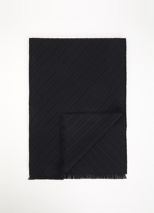 Armani Sjaal van scheerwol 180 x 39 cm - voorkant zwart