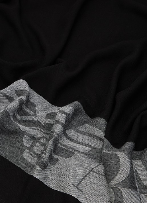 Armani Sjaal van scheerwol met logoprint 65 x 180 cm - detail 3 zwart
