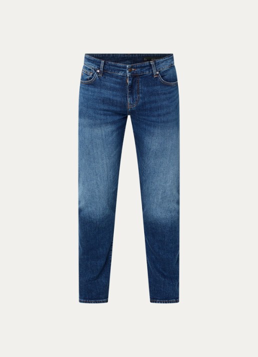 Armani Skinny jeans met medium wassing - voorkant indigo