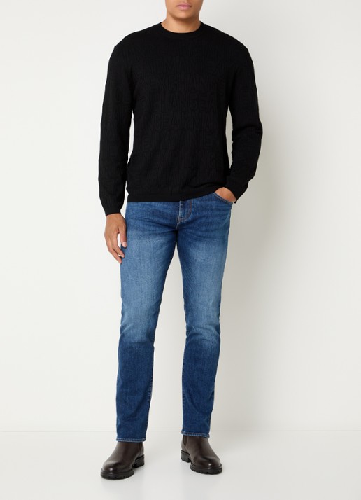 Armani Skinny jeans met medium wassing - voorkant 2 indigo