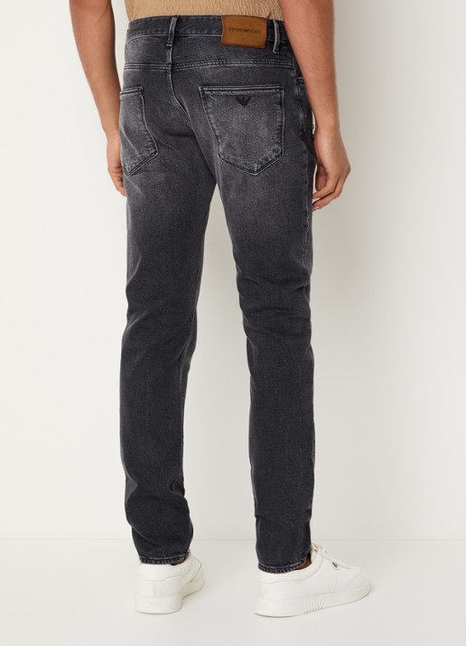 Armani Slim fit jeans met destroyed afwerking - achterkant 5 donkergrijs