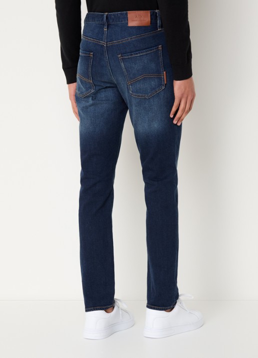 Armani Slim fit jeans met donkere wassing - achterkant indigo