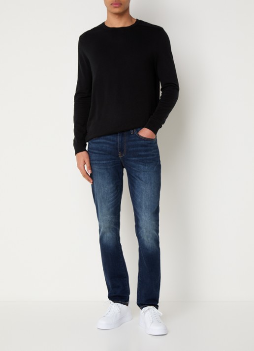 Armani Slim fit jeans met donkere wassing - voorkant 3 indigo