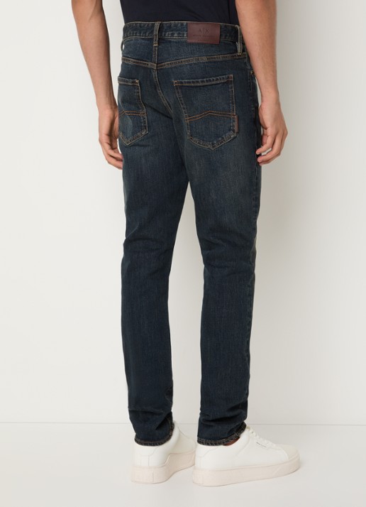 Armani Slim fit jeans met donkere wassing - achterkant 3 petrol