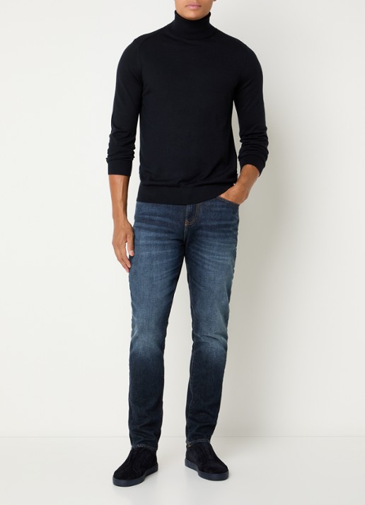 Armani Slim fit jeans met donkere wassing - voorkant 3 indigo