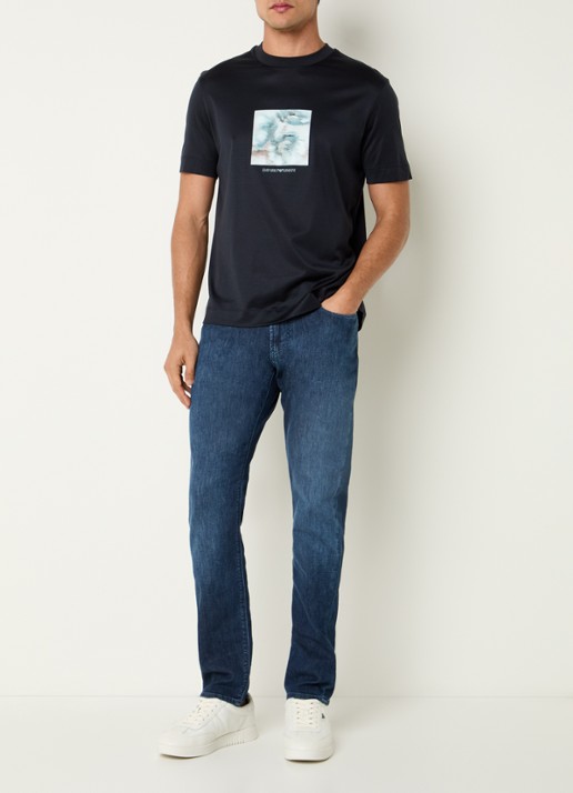 Armani Slim fit jeans met donkere wassing - voorkant 5 middengrijs