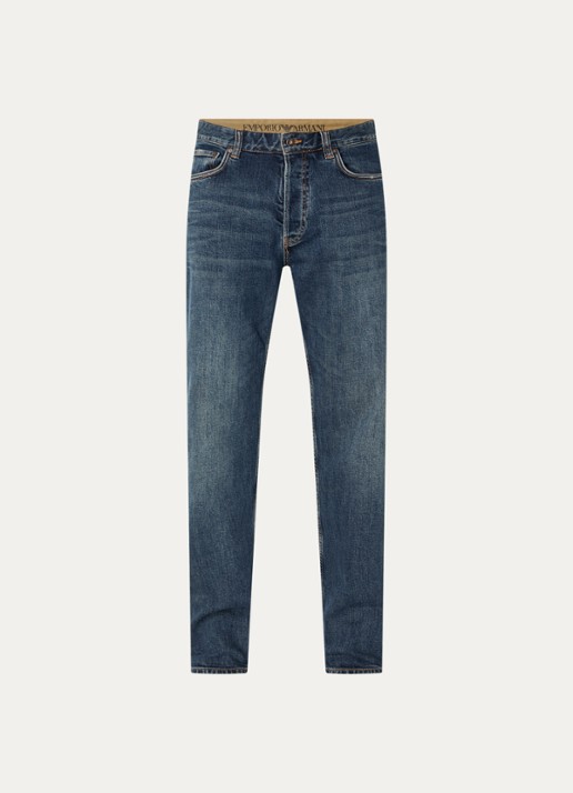 Armani Slim fit jeans met donkere wassing - voorkant indigo