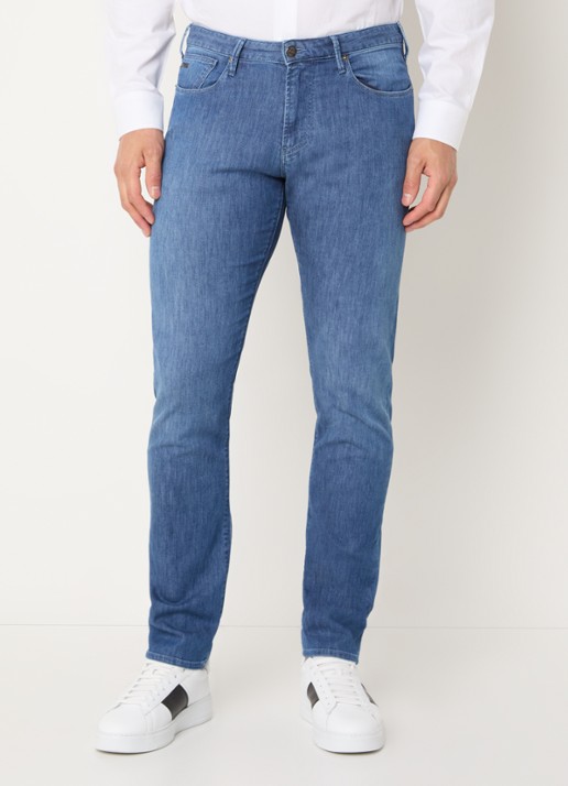 Armani Slim fit jeans met donkere wassing - detail blauwgrijs