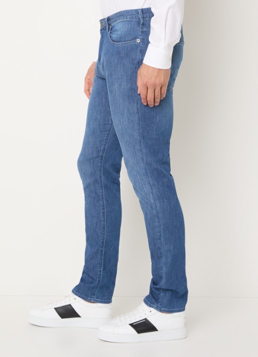 Armani Slim fit jeans met donkere wassing - detail 2 blauwgrijs