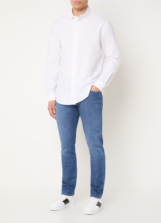 Armani Slim fit jeans met donkere wassing - voorkant 5 blauwgrijs