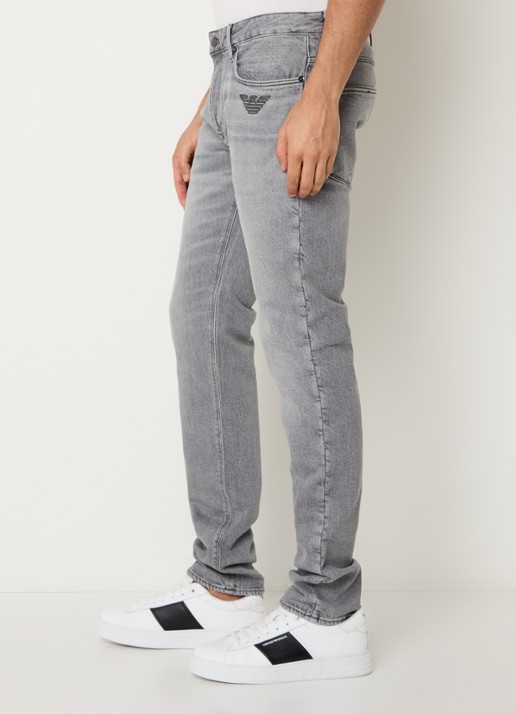 Armani Slim fit jeans met gekleurde wassing - detail 4 lichtgrijs