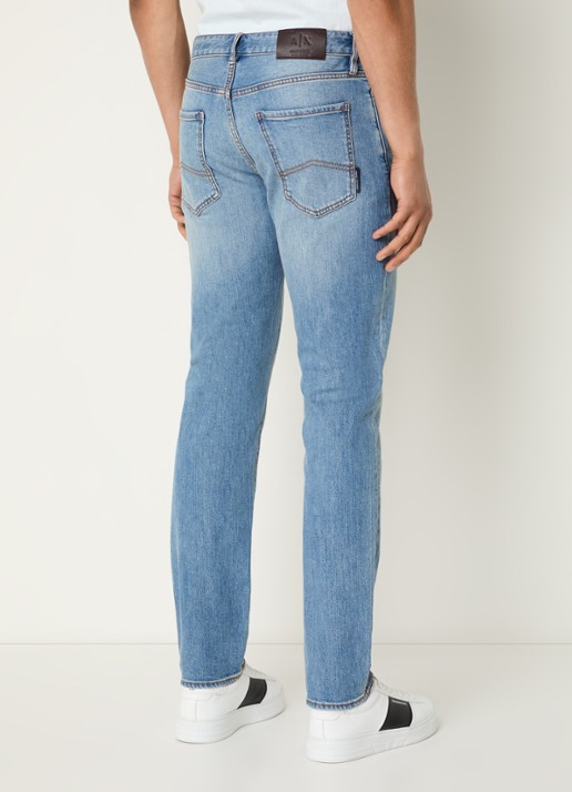 Armani Slim fit jeans met lichte wassing - achterkant indigo