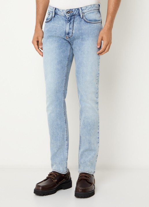 Armani Slim fit jeans met lichte wassing - detail 4 indigo