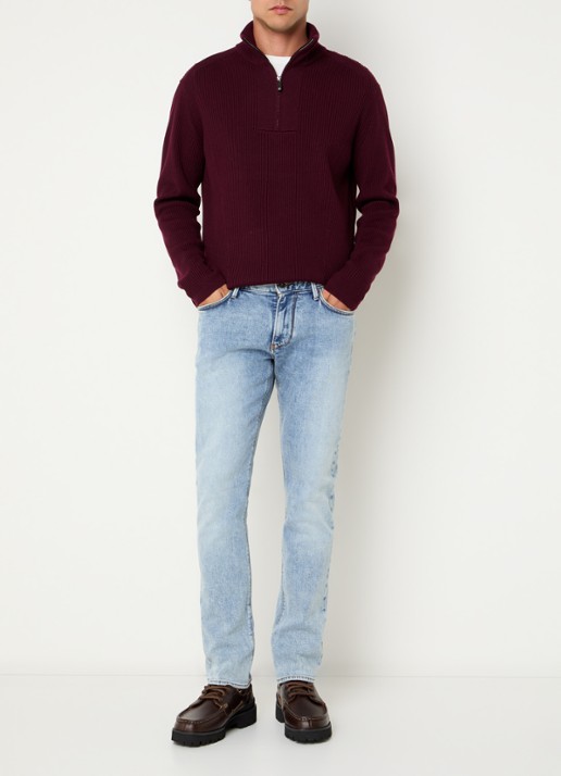 Armani Slim fit jeans met lichte wassing - voorkant 3 indigo