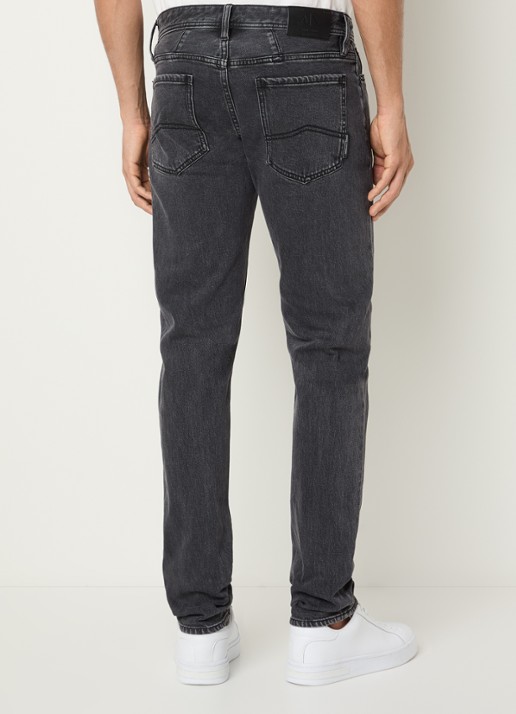 Armani Slim fit jeans met medium wassing - achterkant 3 donkergrijs
