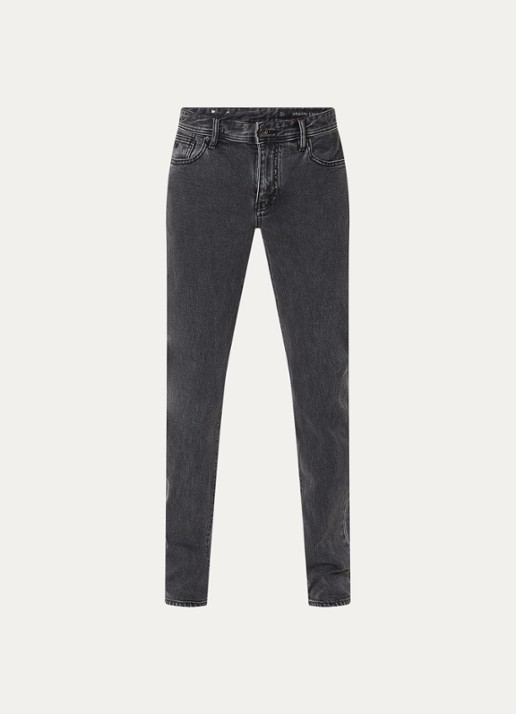 Armani Slim fit jeans met medium wassing - voorkant donkergrijs