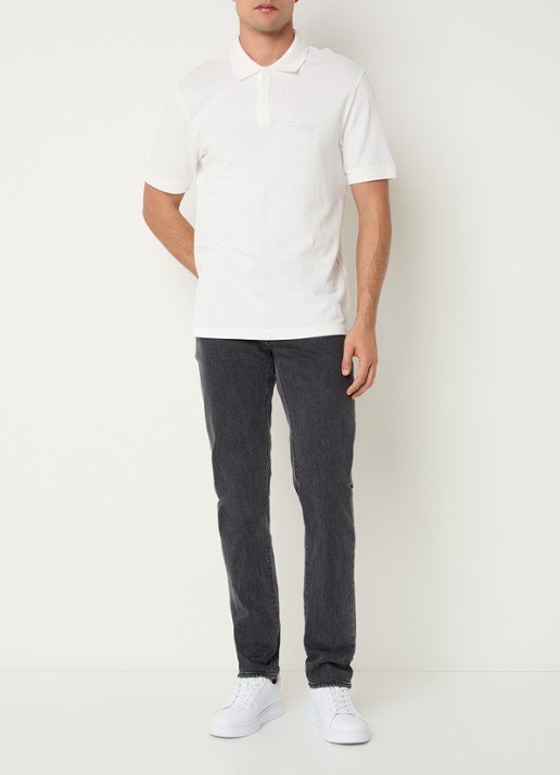 Armani Slim fit jeans met medium wassing - voorkant 2 donkergrijs