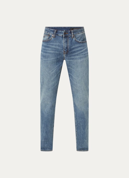 Armani Slim fit jeans met medium wassing - voorkant 4 medium blue denim-mb002
