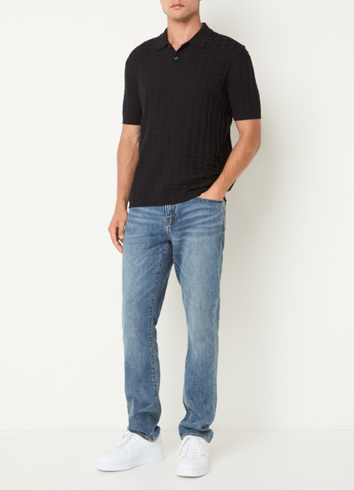 Armani Slim fit jeans met medium wassing - voorkant 5 medium blue denim-mb002