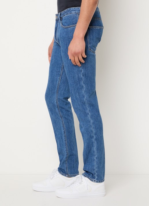 Armani Slim fit jeans met medium wassing - detail 4 indigo