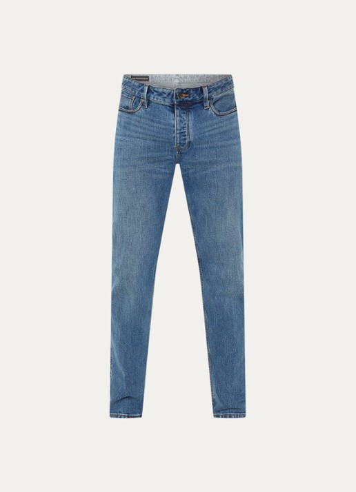 Armani Slim fit jeans met medium wassing - voorkant indigo