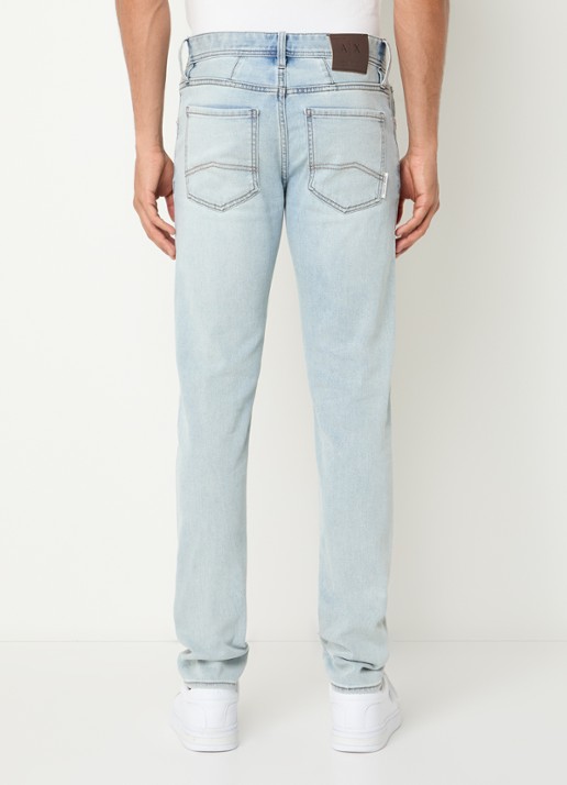 Armani Slim fit jeans met steekzakken - achterkant 5 lichtblauw