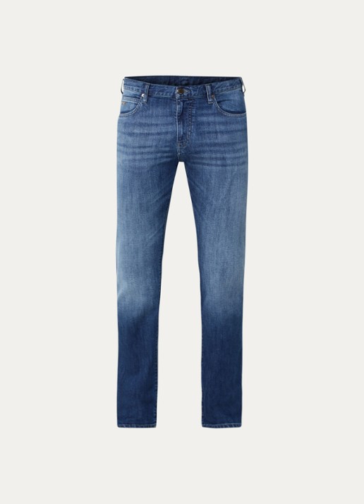 Armani Slim fit jeans met steekzakken - voorkant indigo
