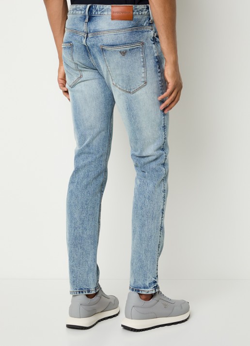 Armani Slim fit jeans met steekzakken - achterkant turquoise