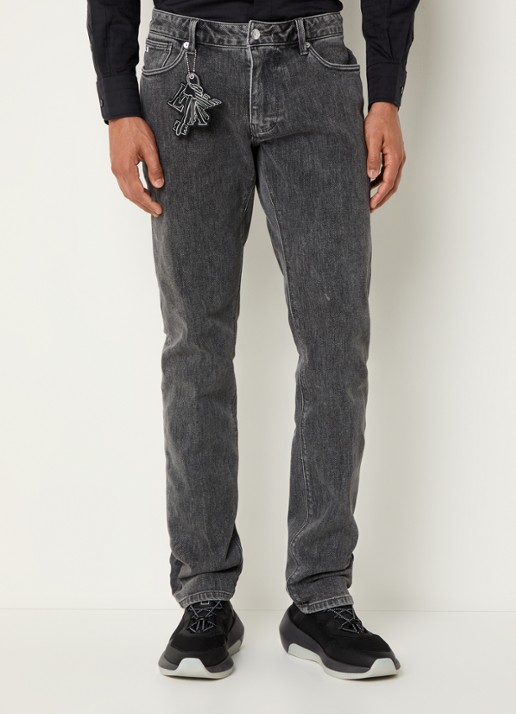 Armani Slim fit jeans met steekzakken - detail 4 grijsmele