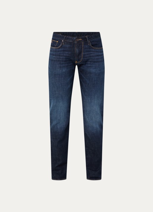 Armani Slim fit jeans met steekzakken - voorkant kobaltblauw