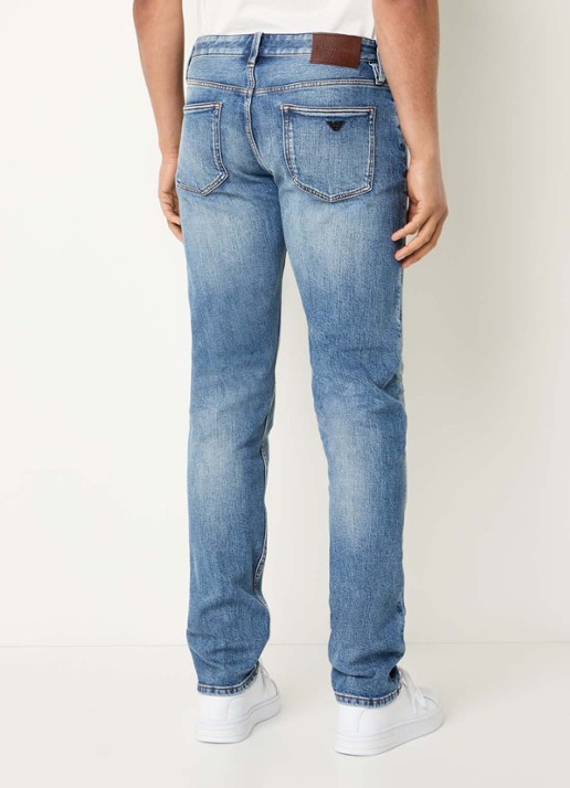 Armani Slim fit jeans met steekzakken - achterkant 5 blauw