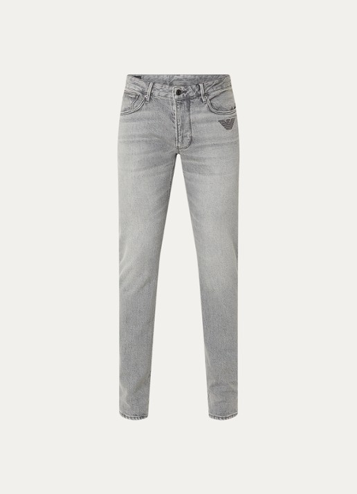 Armani Slim fit jeans met steekzakken - voorkant 4 middenblauw