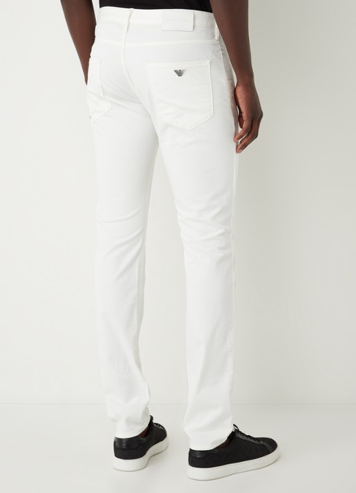 Armani Slim fit jeans met stretch en gekleurde wassing - achterkant 3 wit