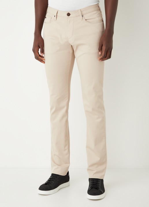 Armani Slim fit jeans met stretch en gekleurde wassing - detail 3 beige