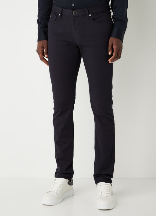 Armani Slim fit jeans met stretch en gekleurde wassing - detail 3 donkerblauw