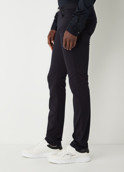 Armani Slim fit jeans met stretch en gekleurde wassing - detail 4 donkerblauw