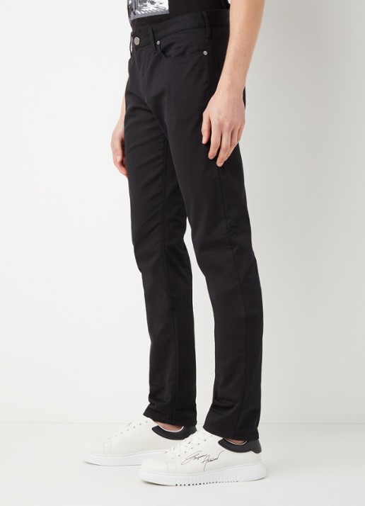 Armani Slim fit jeans met stretch en gekleurde wassing - detail 3 zwart