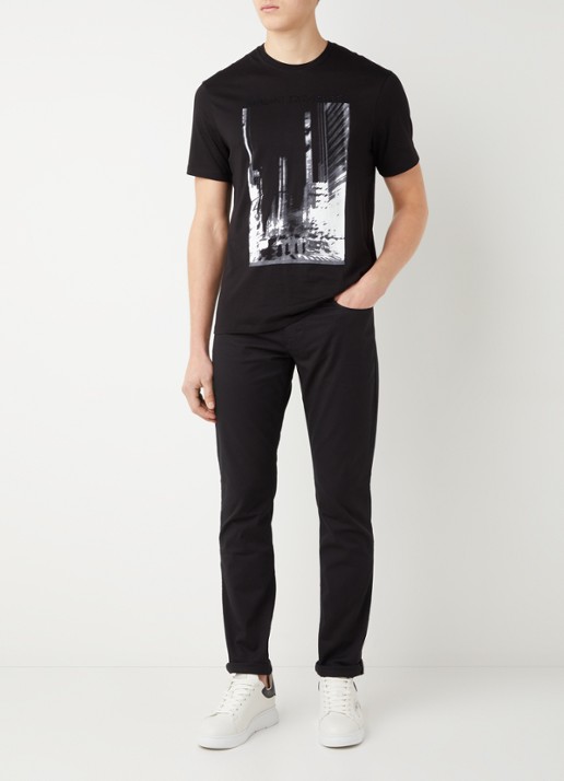 Armani Slim fit jeans met stretch en gekleurde wassing - voorkant 5 zwart