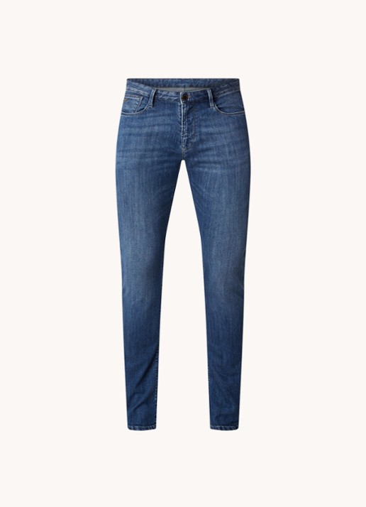 Armani Slim fit jeans met stretch - voorkant donkerblauw