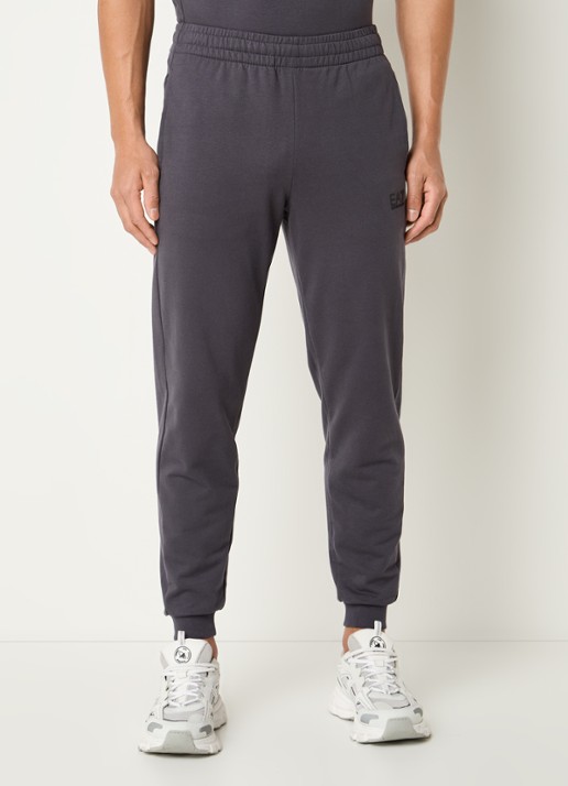 Armani Slim fit joggingbroek met logo en steekzakken - detail 2 staalblauw