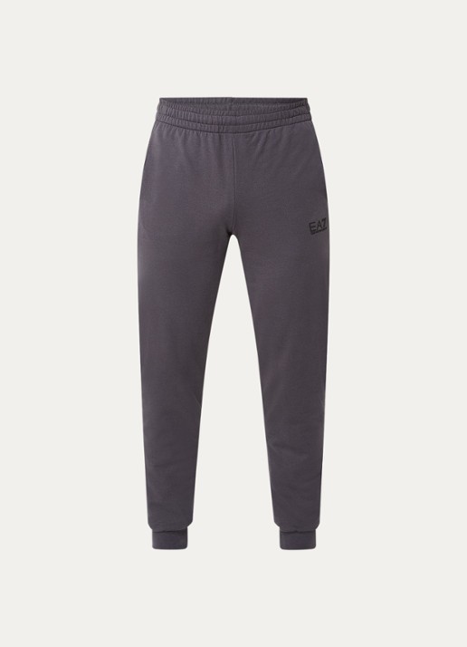 Armani Slim fit joggingbroek met logo en steekzakken - voorkant 4 staalblauw