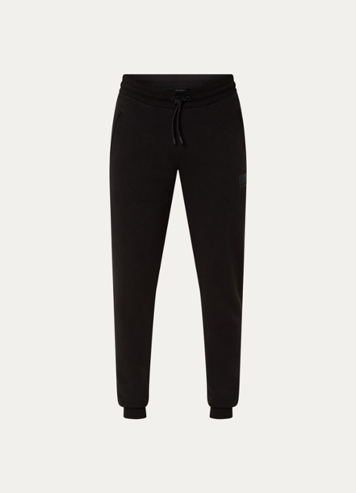 Armani Slim fit joggingbroek met logo en steekzakken - voorkant zwart